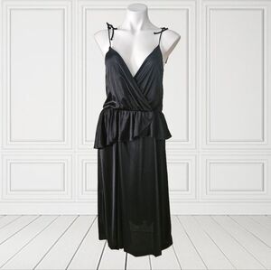Sue Brett Stylish Black Ruffled Midi Dress Size 8